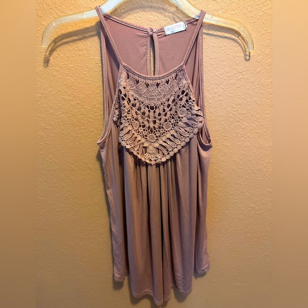 Bluetime light lavender lace tank top